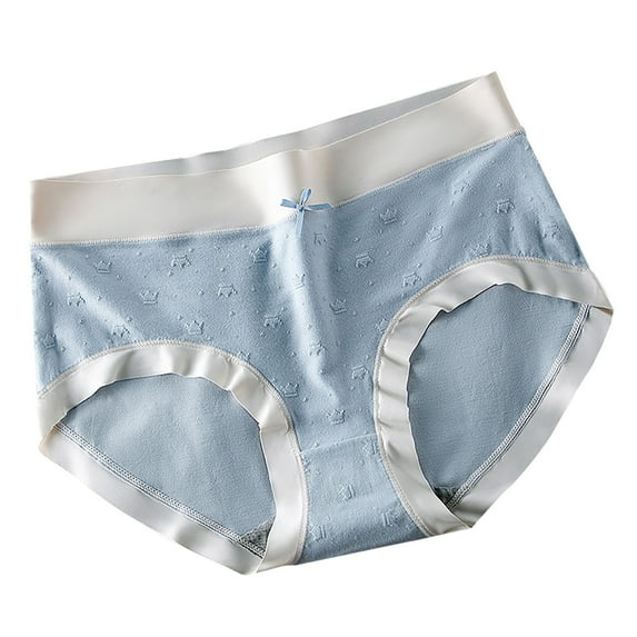 Lovskoo 2024 Plus Size Underwear for Women Breathable Comfortable Cotton Panty High Waisted Full Coverage Briefs Blue