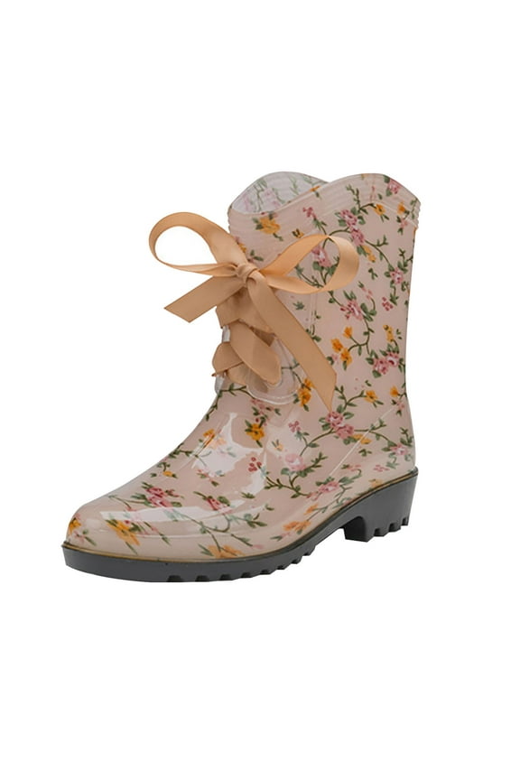 2024 Rain Boots for Women Pvc Wedge Booties Round Toe Waterproof Buckle Side Zipper High-Heeled Transparent Mid Calf Rain Shoes Multicolor