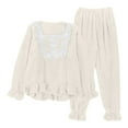 thumbnail image 1 of Lovskoo Women's Cute 2 Piece Pajamas Outfit Fuzzy Fleece Solid Color Pajama Set Soft Warm Sleepwear Loungwear A-Beige, 1 of 8