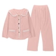 thumbnail image 1 of Lovskoo Women's Cute 2 Piece Pajamas Outfit Fuzzy Fleece Solid Color Pajama Set Soft Warm Sleepwear Loungwear C-Pink, 1 of 7