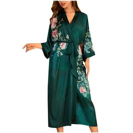 Women's Plus Size Satin Kimono Robes Long Silky Bathrobe