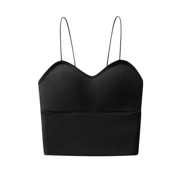 Lovskoo 2024 Seamless Bras for Women Wireless Bralettes U-Shaped Back Camisole Summer Wear Built In Bras Short Underwear Black