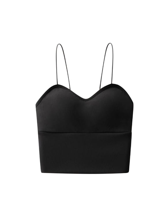 Seamless Bras for Women Wireless Bralettes U-Shaped Back Camisole Summer Wear Built In Bras Short Underwear Black