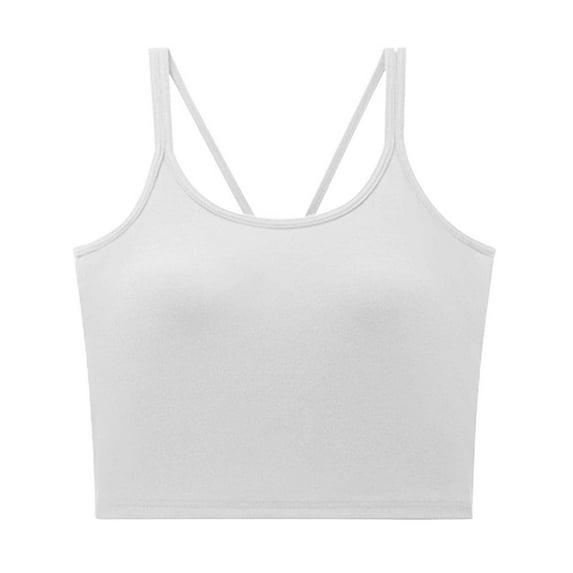 Lovskoo 2024 Seamless Bras for Women Wireless Bralettes U-Shaped Back Camisole Summer Wear Built In Bras Short Underwear White