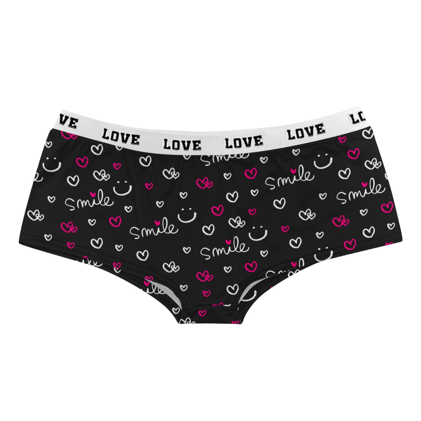 Lovskoo 2024 Seamless Underwear No Show Women Valentine's Day Digital  Printing Breathable Close Fitting Underpants Comfortable Briefs Pink 
