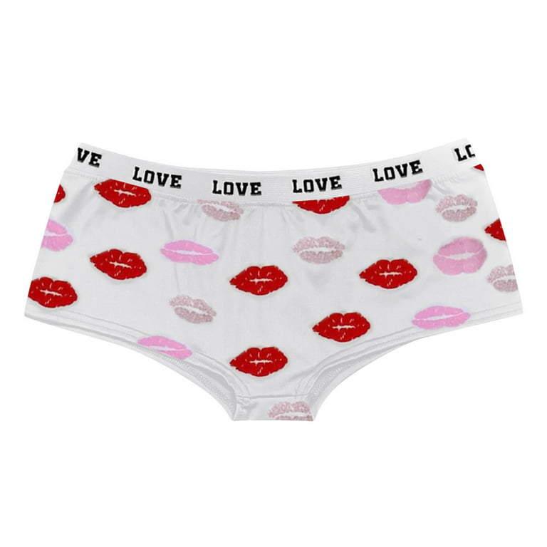 Lovskoo 2024 Seamless Underwear No Show Women Valentine's Day Digital  Printing Breathable Close Fitting Underpants Comfortable Briefs White