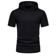 thumbnail image 1 of Lovskoo 2024 Short Sleeve Shirts for Men Hoodies Pollover Casual Solid Color Trendy Hooded T Shirt Blouse Black XL, 1 of 8