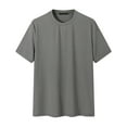 thumbnail image 1 of Lovskoo 2024 Short Sleeve Shirts for Men Round Neck Solid Color Thin Daily Casual Loose Shirt Gray L, 1 of 6
