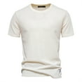 thumbnail image 1 of Lovskoo 2024 Short Sleeve Shirts for Men Round Neck Trendy Casual Solid Color Pullover T-Shirt Tops Shirt Beige L, 1 of 4