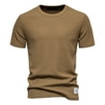 thumbnail image 1 of Lovskoo 2024 Short Sleeve Shirts for Men Round Neck Trendy Casual Solid Color Pullover T-Shirt Tops Shirt Olive Green M, 1 of 1