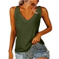 thumbnail image 1 of Lovskoo 2024 Sleeveless Tank Tops for Women Summer V Neck Basic Camisole Tops Loose Solid Workout Yoga Shirt Olive Green L, 1 of 7