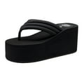 thumbnail image 1 of Lovskoo 2024 Slippers for Women Slides Open Toe Slip On Flip-Flops Platform Summer Outerwear Thick-Soled Wedge Heels Non-Slip Beach Shoes Walking Sandals Black, 1 of 6