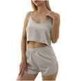 thumbnail image 1 of Lovskoo 2024 Small Flying Sleeves Suspender Pajamas Women's Strip Suspender Shorts European And American Style Border Brown-XXL, 1 of 7