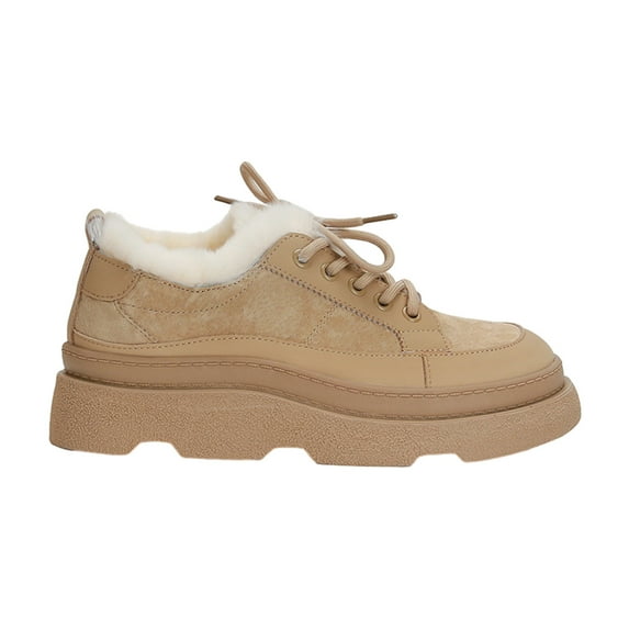 Lovskoo 2024 Snow Boots for Women Round Toe Platform Slip On Fall Heeled Winter Warm High Boots Shoes Khaki