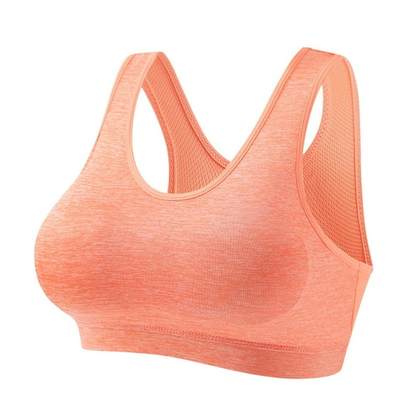 Lovskoo Sports Bra for Women Shockproof Running Beautiful Back Yoga Vest High Strength Anti Sagging Wirefree Gathering Sports Bra Orange-M