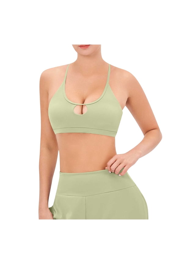 2024 Sports Bras for Women Yoga Back Sports Bra Fitness Workout Gym Underwear with Built In Bras Green