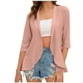 thumbnail image 1 of Lovskoo 2024 Summer Cardigan for Women Lightweight Long Sleeve Trendy Casual Spring and Solid Color Half Sleeve Cardigan Pink, 1 of 7