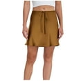 thumbnail image 1 of Lovskoo 2024 Summer Mini Skirt Satin High Waisted Silk Casual A-Line Party Short Skirts for Women Gold, 1 of 9