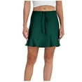 thumbnail image 1 of Lovskoo 2024 Summer Mini Skirt Satin High Waisted Silk Casual A-Line Party Short Skirts for Women Green, 1 of 7