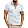 thumbnail image 1 of Lovskoo 2024 Summer Short Sleeve Shirts for Men Button Front Lapel Collared Turn-Down Collar Top Solid Color Sports Top Business Dress Shirt White 2XL, 1 of 7