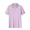 thumbnail image 1 of Lovskoo 2024 Summer Short Sleeve Shirts for Men Button Front Lapel Collared Casual Solid Color Turndown Collar Tops Blouse Purple S, 1 of 8