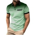 thumbnail image 1 of Lovskoo 2024 Summer Short Sleeve Shirts for Men Button Front Lapel Collared Polka Dot Gradient Sport Top Business Dress Shirt Green XL, 1 of 6