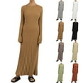 thumbnail image 1 of Lovskoo 2024 Sweater Dress for Women Casual Round Neck Long Sleeve Waist Bodycon Tied Bodycon Rib Sweater Dress Khaki, 1 of 7