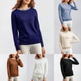 thumbnail image 1 of Lovskoo 2024 Sweaters for Women Beaded Pullover Sweater Round Neck Long Sleeve Knitwear Loose Bottom Blouse Blue, 1 of 9