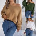 thumbnail image 1 of Lovskoo 2024 Sweaters for Women Long Sleeve Casual Solid Color Dolman Sleeve Loose Top Sweater Olive Green, 1 of 7