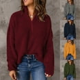 thumbnail image 1 of Lovskoo 2024 Sweaters for Women Long Sleeve Casual Trendy Solid Color V-Neck Ruched Pullover Blouse Tops Dark Gray, 1 of 6