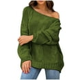 thumbnail image 1 of Lovskoo 2024 Sweaters for Women Long Sleeve Loose Knit Sweater Comfortable Round Neck Trendy Pullover Sweater Clothing Green, 1 of 6