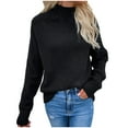 thumbnail image 1 of Lovskoo 2024 Sweaters for Women Long Sleeve Loose Solid Color Trendy Turtleneck Pullover Sweater Black, 1 of 5