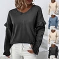 thumbnail image 1 of Lovskoo 2024 Sweaters for Women Trendy Casual Long Sleeve V-Neck Solid Acrylic Blouse Sweater Beige, 1 of 8