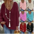 thumbnail image 1 of Lovskoo 2024 Sweaters for Women Trendy Long Sleeve Solid Color Knitwear Tops Loose Pullover Sweater Cardigan Coat Red, 1 of 8