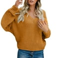 thumbnail image 1 of Lovskoo 2024 Sweaters for Women Trendy Long Sleeve Winter European American Loose Knitted V-Neck Sweater Top Coat Orange, 1 of 7
