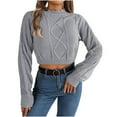 thumbnail image 1 of Lovskoo 2024 Sweaters for Women Trendy Pullover Long Sleeve Round-Neck Blouse Knit Tops Gray, 1 of 9