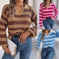 thumbnail image 1 of Lovskoo 2024 Sweaters for Women Trendy Pullover Long Sleeve V-Neck Blouse Knit Tops Pink, 1 of 7
