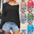 thumbnail image 1 of Lovskoo 2024 Sweaters for Women Trendy Solid Long Sleeve V-Neck Pullover Allow Sweater Black, 1 of 5