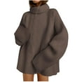 thumbnail image 1 of Lovskoo 2024 Sweaters for Women Turtleneck Casual Loose Fitting Long Sleeved Knitted Pullover High Neck Sweater Brown, 1 of 5