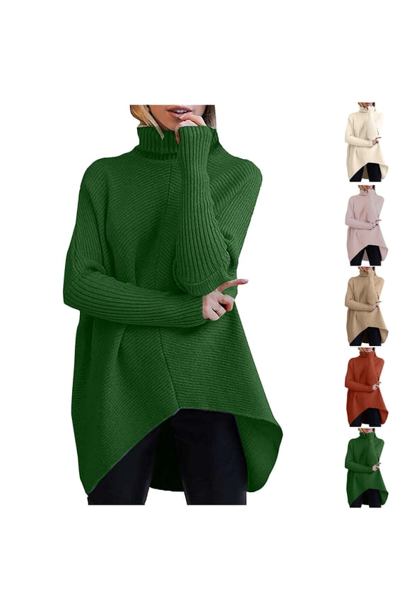 2024 Sweaters for Women Turtleneck Winter Trendy Long Sleeve Sweater Orange
