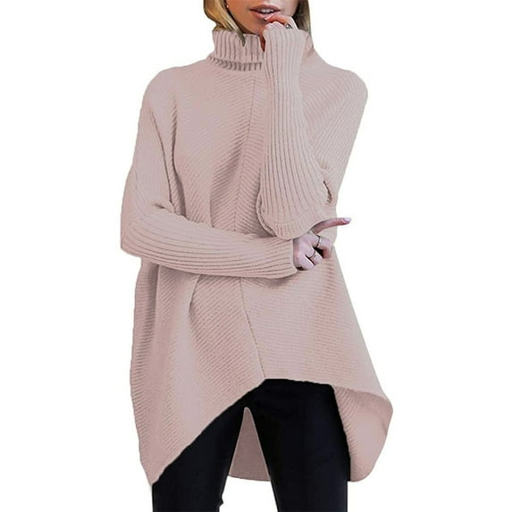 Lovskoo 2024 Sweaters for Women Turtleneck Winter Trendy Long Sleeve Sweater Pink