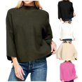 thumbnail image 1 of Lovskoo 2024 Sweaters for Women Winter Pullover Loose Knitting Shirt 3/4 Sleeve Solid Color Sweater Top Shirt Beige, 1 of 6