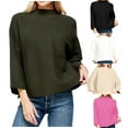 thumbnail image 1 of Lovskoo 2024 Sweaters for Women Winter Pullover Loose Knitting Shirt 3/4 Sleeve Solid Color Sweater Top Shirt White, 1 of 6