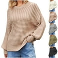 thumbnail image 1 of Lovskoo 2024 Sweaters for Women Winter Trendy Long Sleeve Round Neck Loose Fitting Pullover Sweater Khaki, 1 of 7