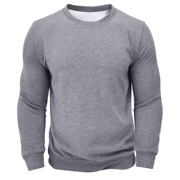 Lovskoo 2024 Sweatshirts for Men Fall Winter Fleece Thick Warm Trendy Casual Round Neck Long Sleeve Thicken Pullover Sweatshirts Blouse Gray
