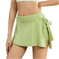 thumbnail image 1 of Lovskoo 2024 Women's Tennis Skirts for Women with Shorts High Waist Skorts Side Split Activewear Running Sports Workout Skirt Green-L, 1 of 8