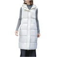 thumbnail image 1 of Lovskoo Womens 2025 Fall Vests Padded Coat Sleeveless Fleece Jacket Zip Up Hoodie Pockets Long Warm Winter Coat Outerwear White, 1 of 9