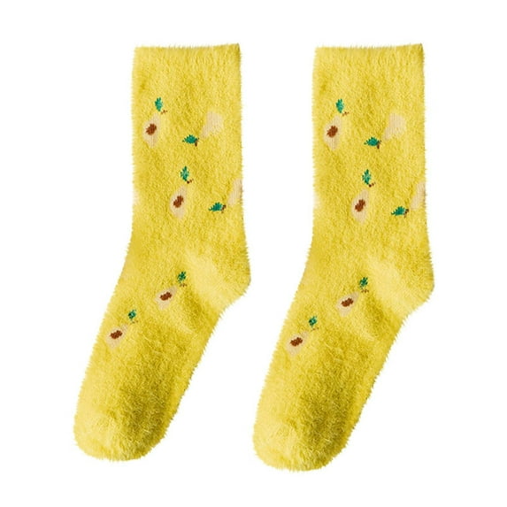 Lovskoo Women's Fuzzy Fleece Socks Colorful Winter Warm Fluffy Christmas Socks Adults Christmas Gifts F-Yellow