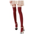 thumbnail image 1 of Lovskoo 2024 Thigh High Socks Extra Long Over The Knee Lady Warm Cotton Long Knit Lace Socks Long Stocking for Women Leg Warmer Burgundy, 1 of 7