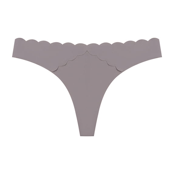 Lovskoo 2024 Thongs for Women Panties Seamless Low Waisted Thongs Bikini Underwear No Show T-Back Ice Silk Hipster Dark Gray